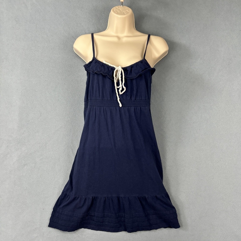 Aerie Womens Babydoll Dress Size S Blue Tiered 2000s Smocked Nautical Vacation